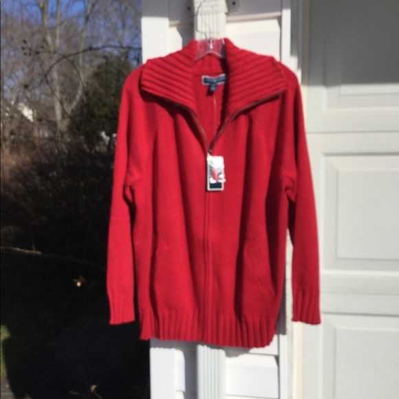 NWT Karen Scott Red Zip Front Cardigan Sweater - Picture 6 of 6